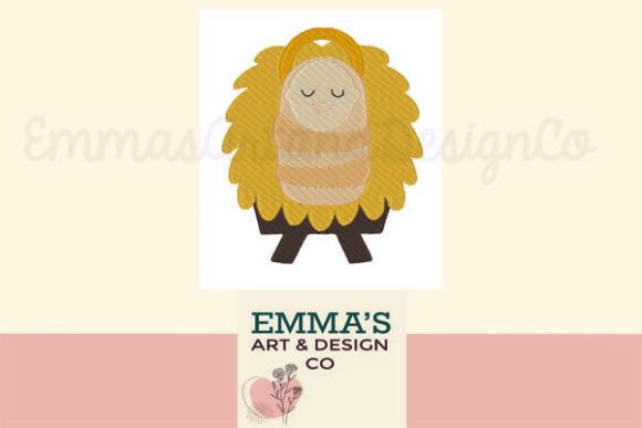 Baby Jesus in Manger Embroidery Design