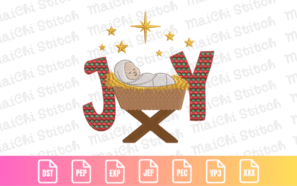JOY Nativity Embroidery Design